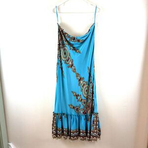 Anthropologie Plenty by Tracy Reese Strapless Coastal Beach Silk Dress Sz 8 Y2K